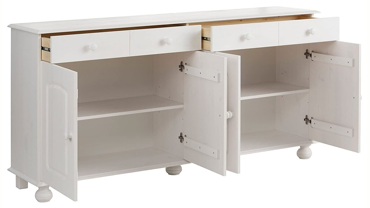 APRODZ Solid Wood Campinas Sideboard Storage Cabinet for Living Room | White