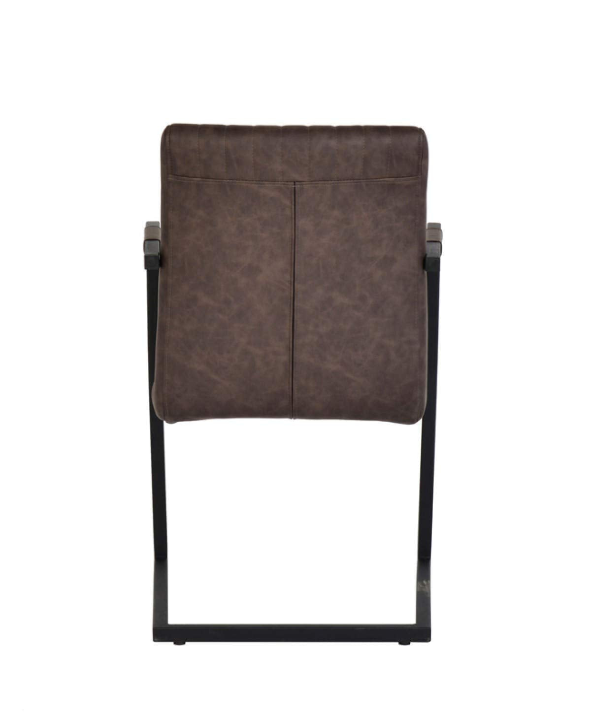 Bert Collection Modern Style Leatherette Upholstered Dining Chair with Powder Coated Metal Frame (Set of 2), Brown & Black