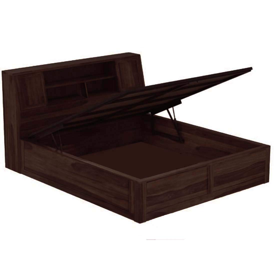 Sheesham Wood Trapez Hydraulic Bed with 2 Bedside