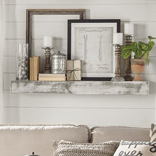 Mango Wood Norma Floating Wall Shelf for Living Room | Wall Shelves | White Finish