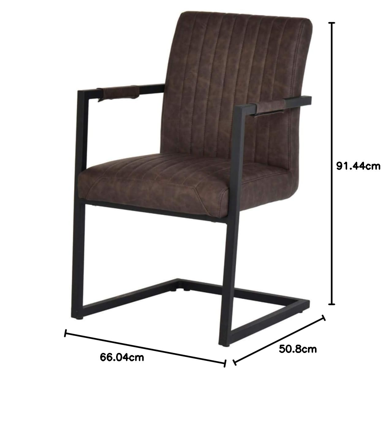 Bert Collection Modern Style Leatherette Upholstered Dining Chair with Powder Coated Metal Frame (Set of 2), Brown & Black