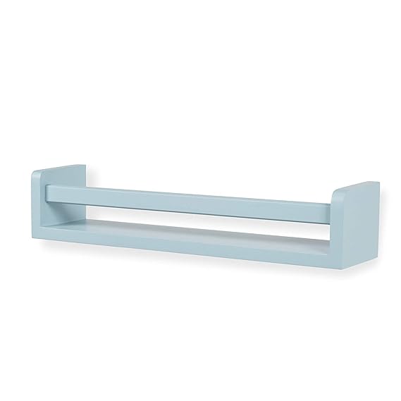 Childrens Wall Mounted Floating Shelves - 2 Set Shelf - Kid’s Room Bookshelf Display Nursery Books and Toy Storage Display Organizer - Ships Fully Assembled (Light Blue)
