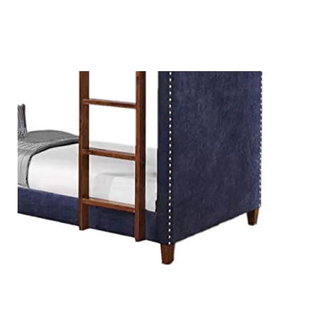 APRODZ Upholstered Twin Size Charlene Navy Blue Bunk Bed for Bedroom