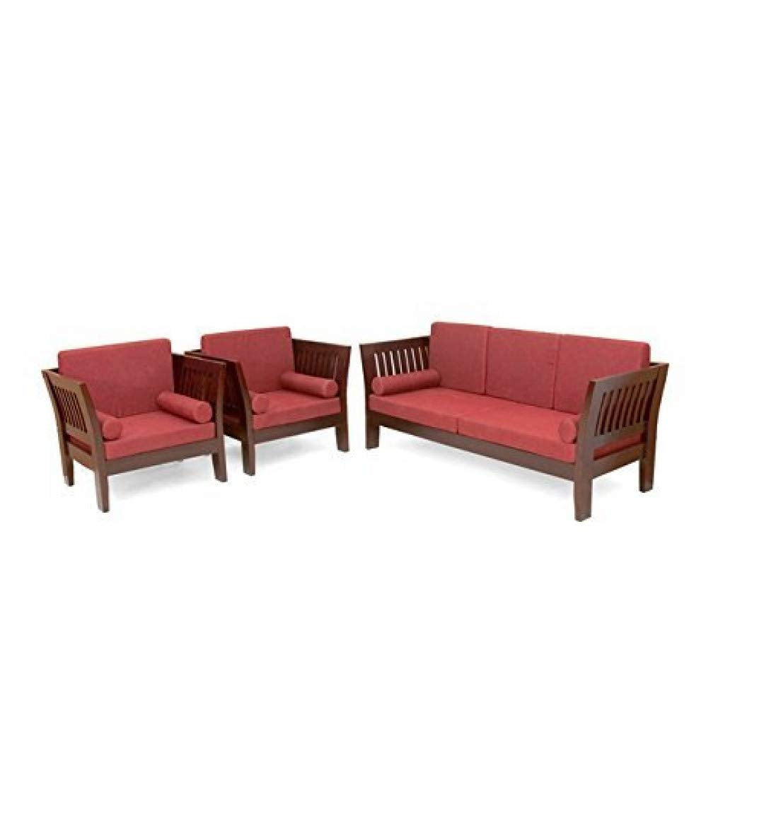Mocko Sheesham Wood 3+1+1 Seater Sofa Set with Cushions for Living Room