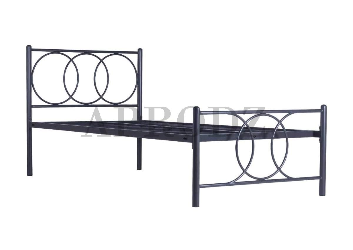 Black Powder-Coated Single Metal Bed | Sturdy and Durable Frame | Modern Minimalist Design | Easy Assembly | Ideal for Small Spaces