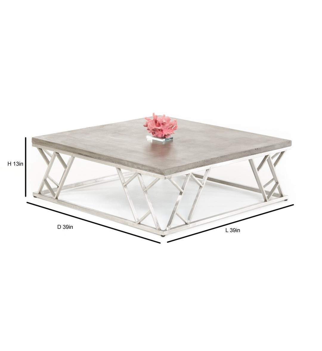 APRODZ Solid Wood Ohio Coffee Table with Stainless Steel Frame