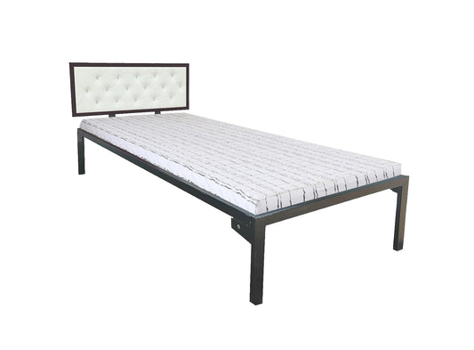 Single Size Bed with Upholstered Headboard | CR Steel Frame | Modern Platform Bed | Sturdy, Durable & Noise-Free | No Box Spring Needed | Stylish Furniture