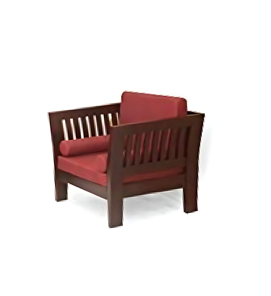 Mocko Sheesham Wood One Seater Sofa Set with Cushions for Living Room