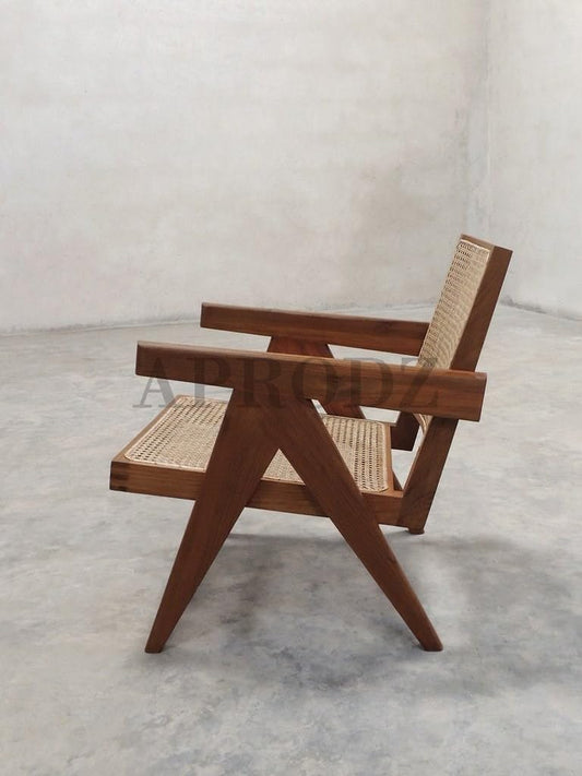 Darson Lenin French Style Teak Wood Cane Armchair(Set of 2)