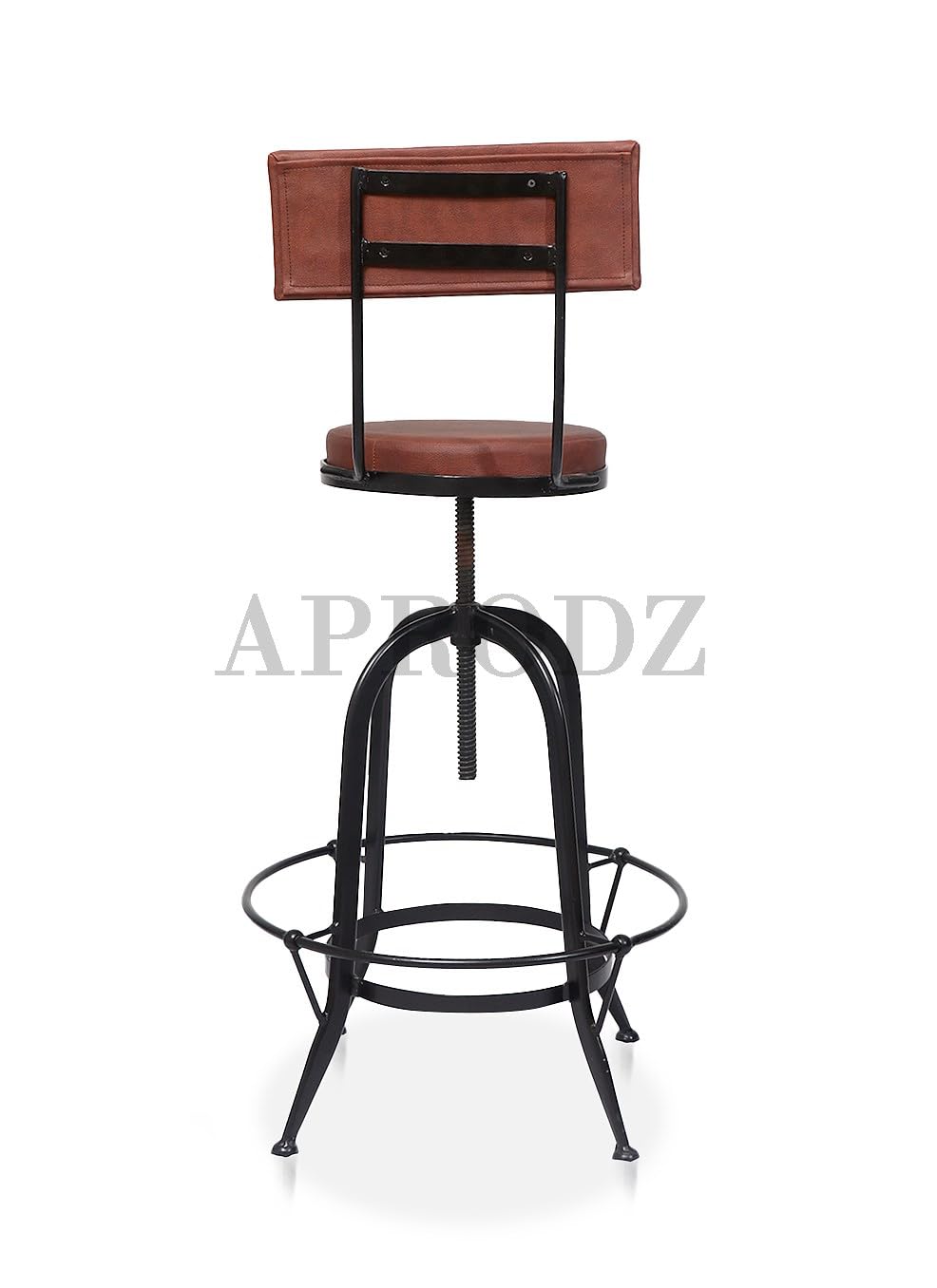 Upholstered Cold Rolled Steel Bar Stool (Brown Fabric + Black Powdercoated) - Set of 2