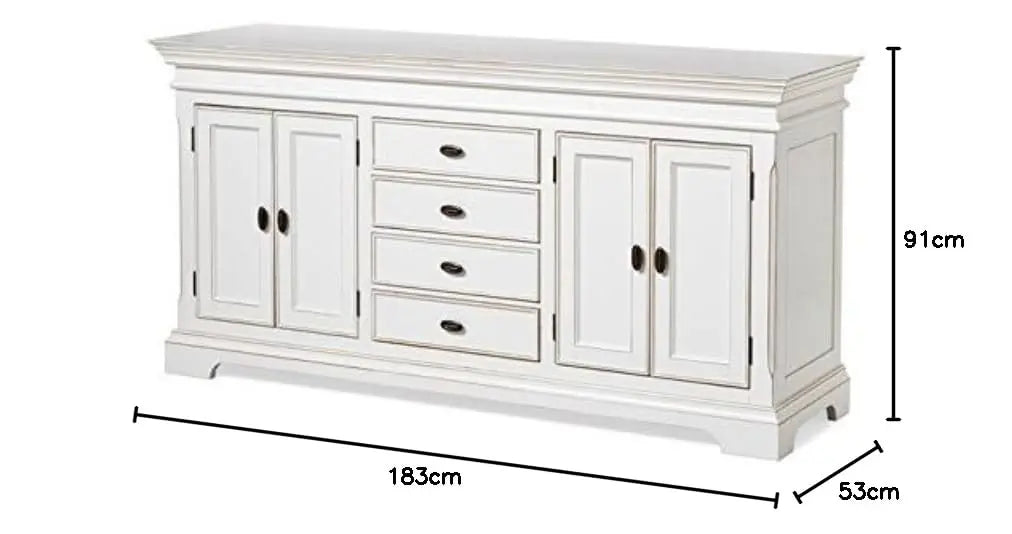 APRODZ Mango Wood Snovsk Sideboard Storage Cabinet for Living Room | Wooden Cabinet for Kitchen | White Finish