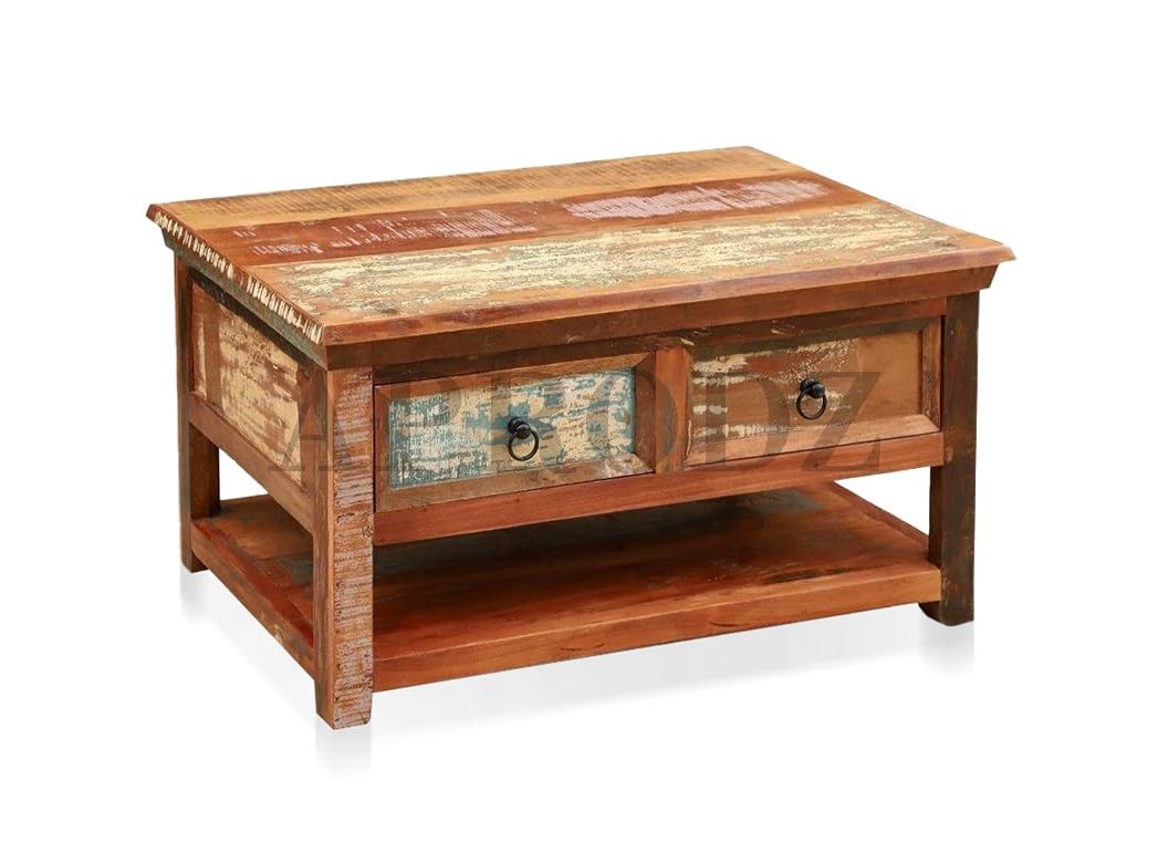 Vintage Distress Finish Reclaimed Wood Coffee Table | Perfect for Cozy Spaces