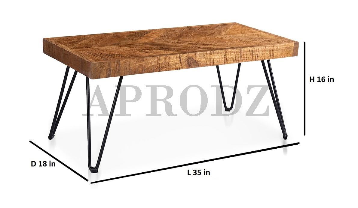 Parquetry Hairpin Leg Coffee Table - Unique Home Decor Piece