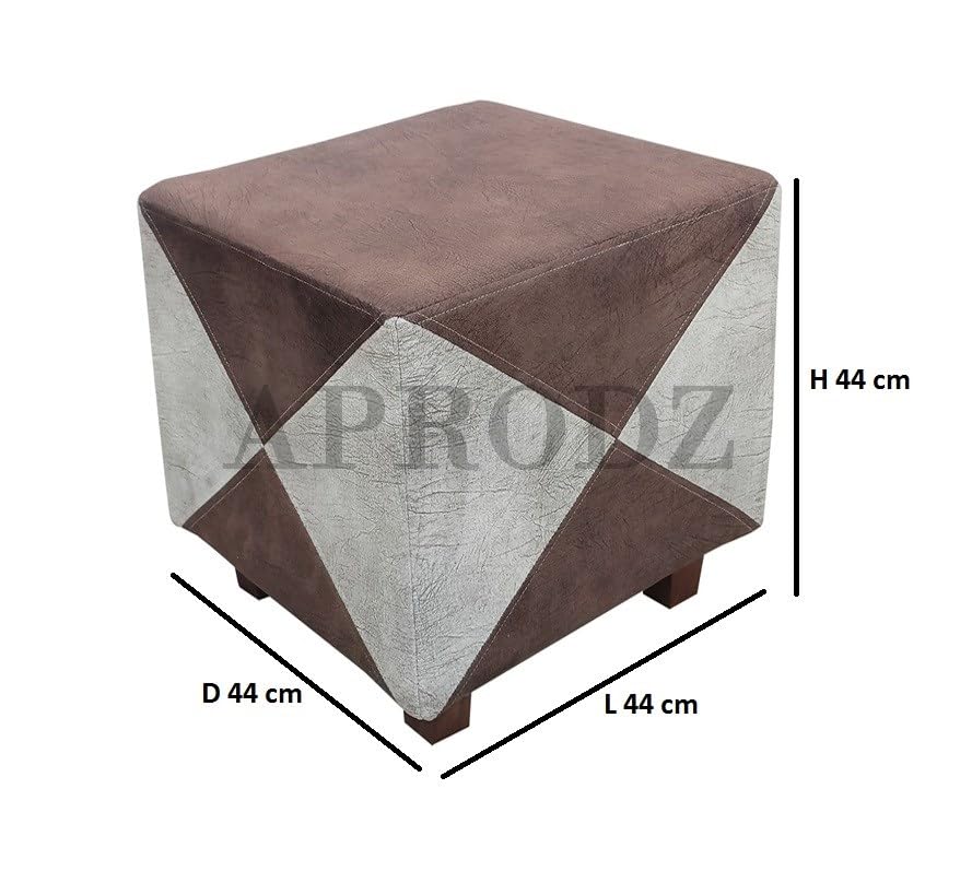 Ottoman Stool for Living Room | Pouffes for Sitting| Foot stools | Office Stools | Decoration & Dressing Table Suede Fabric Set of 2 Brown + Beige