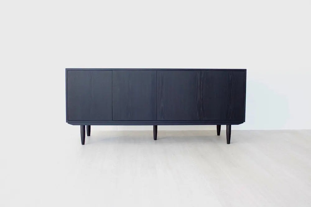 APRODZ Mango Wood Zmiiv Sideboard Storage Cabinet for Living Room | Wooden Cabinet for Kitchen | Navy Blue Finish