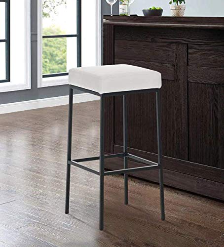 Maude Cushion Seat and Metal Bar Stool (Metal - White)
