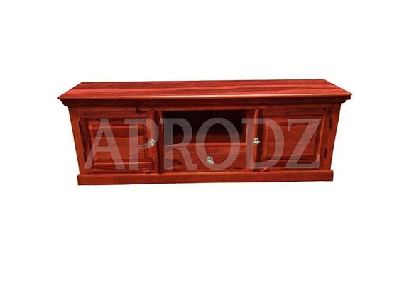 Sheesham Wood Tv Unit Cabinet with Shelves and one Drawer (Sheesham - Honey)