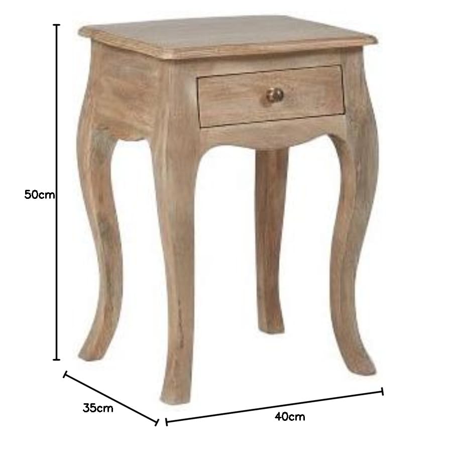 Mango Wood Lubin Bedside Table for Bedroom