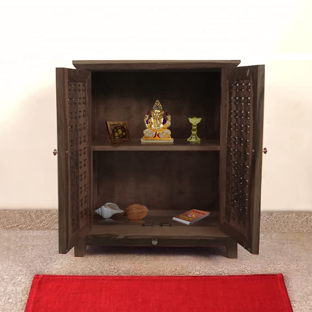Handcrafted Sheesham Wood Temple for Pooja Room | Temple for Home | Pooja Mandir | (Honey Finish)