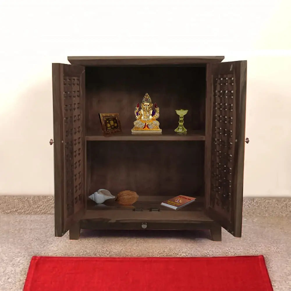 Handcrafted Sheesham Wood Temple for Pooja Room | Temple for Home | Pooja Mandir | (Honey Finish)