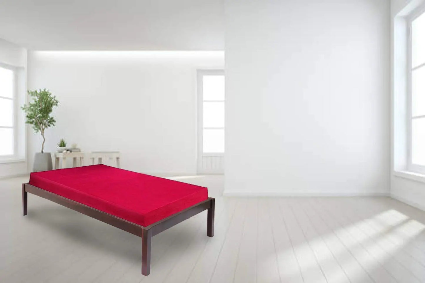 APRODZ Sheesham Wood Without Storage Single Size Bed Divan for Bedroom Mahogany Finish