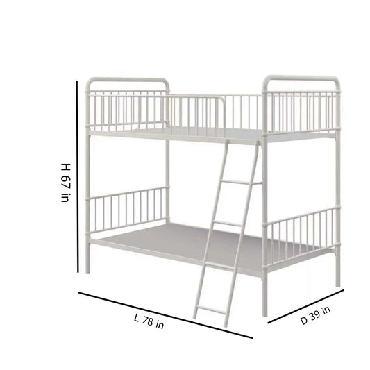 APRODZ Marks Twin Bunk Bed (Metal - White Powder Coated)