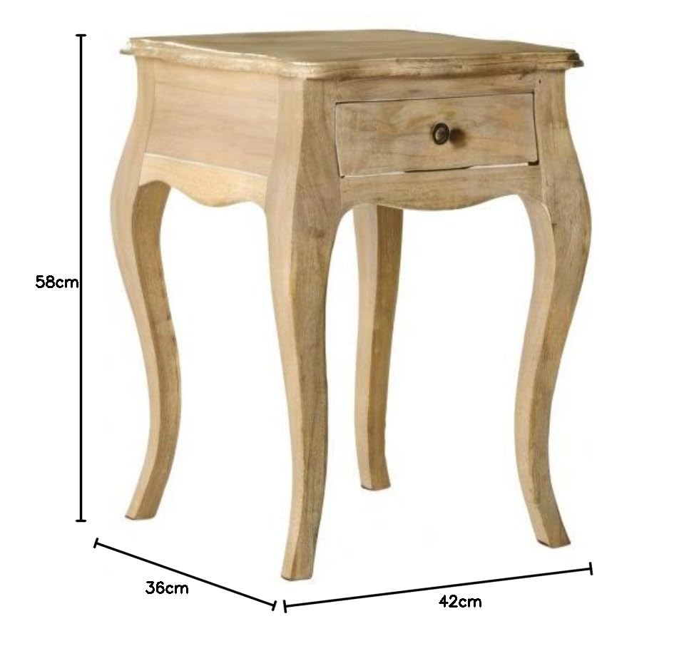 Mango Wood Pasi One Drawer Selves Bedside Storage Table for Bedroom | Brown Finish Aprodz