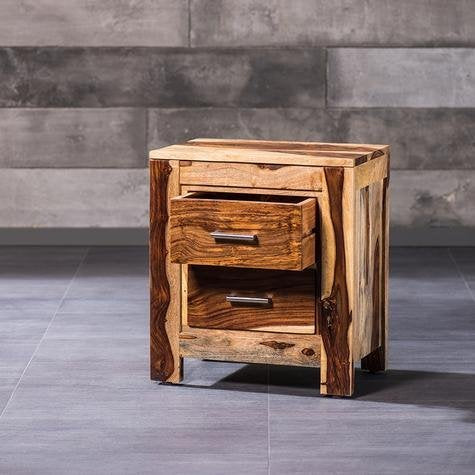 Sheesham Wood Adelphi Bedside Table for Bedroom Living Room with 2 Drawer End Table