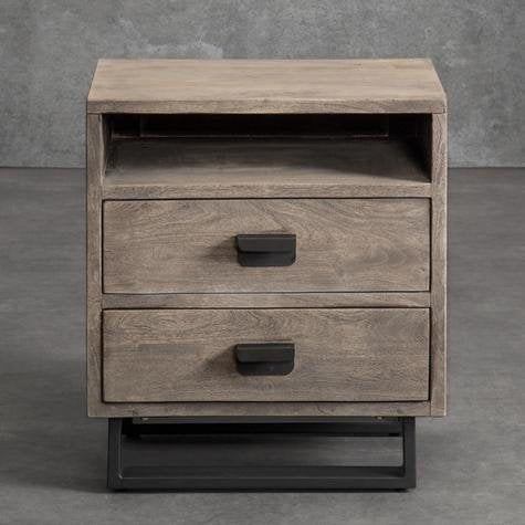 Mango Wood Alba Stylish Bedside Table for Bedroom Living Room with 2 Drawer End Table