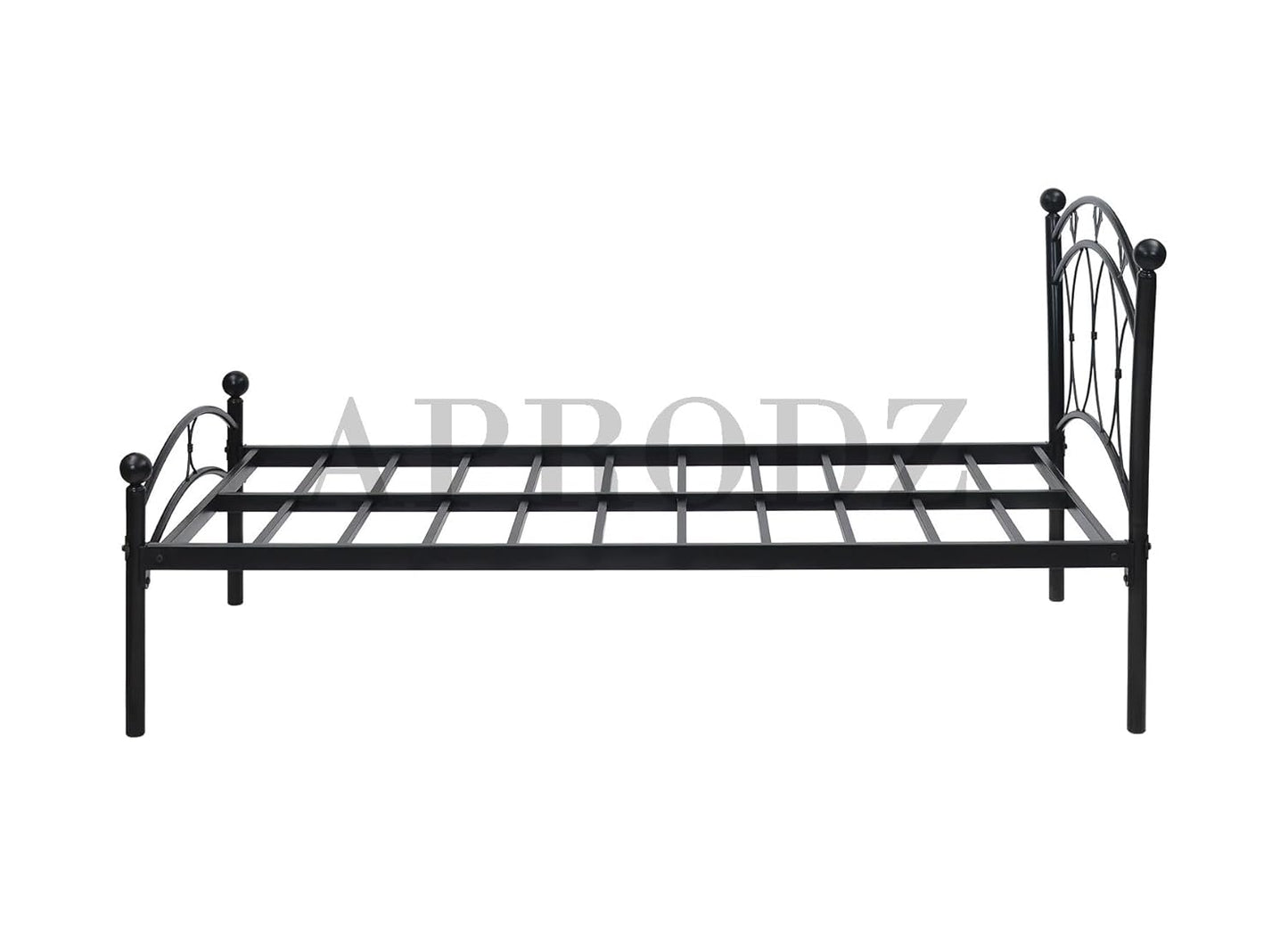 Black Powder-Coated Single Metal Bed | Sturdy and Durable Frame | Modern Minimalist Design | Easy Assembly | Ideal for Small Spaces