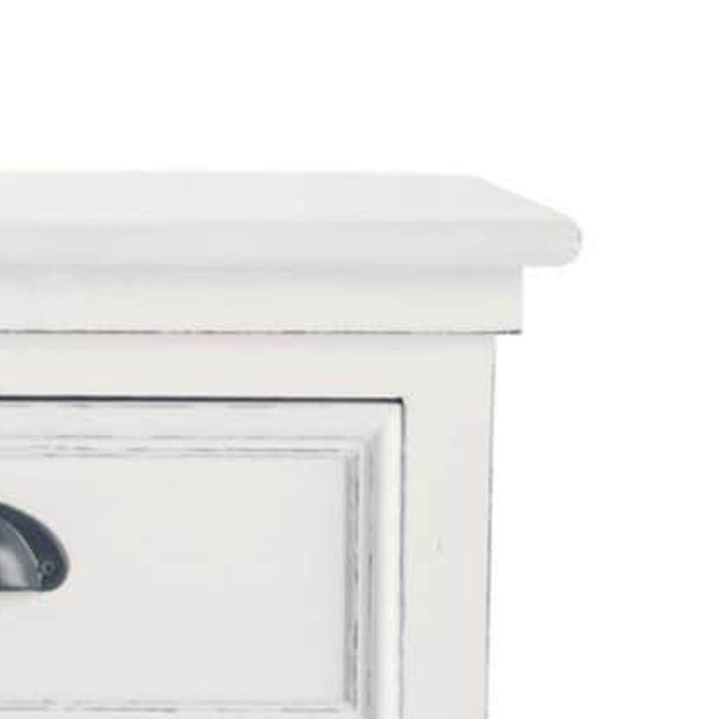 Solid Wood Hayes One Drawer Selves Bedside Storage Table for Bedroom | White Finish