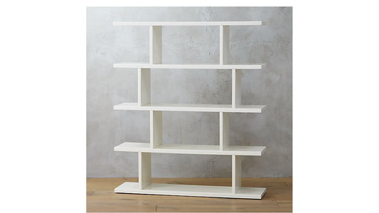 Solid Wood Rise 5 Tier Bookcase Shelf for Living Room | Book Shelves | White Finish