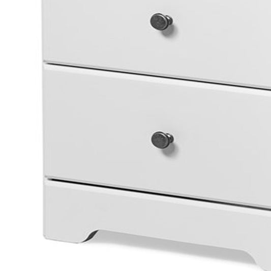 Mango Wood Duba Three Drawer Bedside Storage Table for Living Room | White Finish