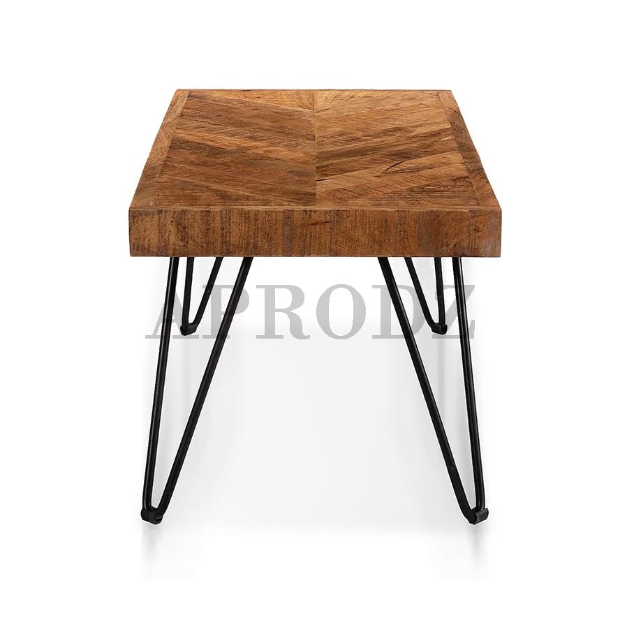 Parquetry Hairpin Leg Coffee Table - Unique Home Decor Piece