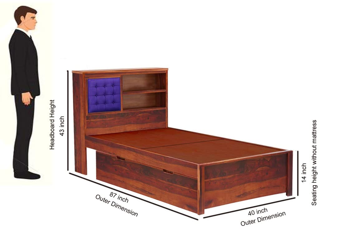 Sheesham Wood Santiago Storage Single Bed for Bedroom Stylish