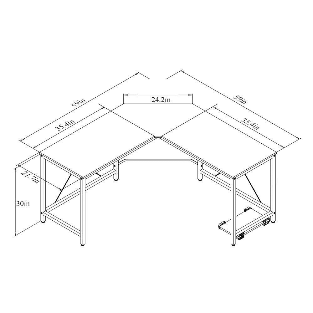 Aprodz Duane 59 x 59 inches Large L-Shaped Desk Computer Desk L Desk Office Desk Workstation Desk, Oak