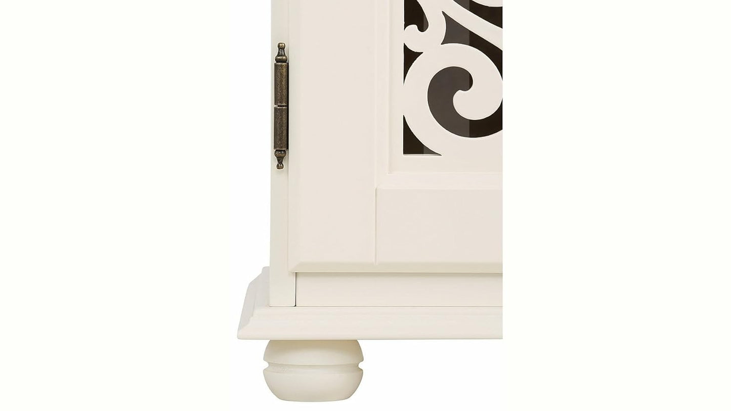 Mango Wood Dolega One Door and One Darwer Bedside Storage Table for Living Room | White Finish