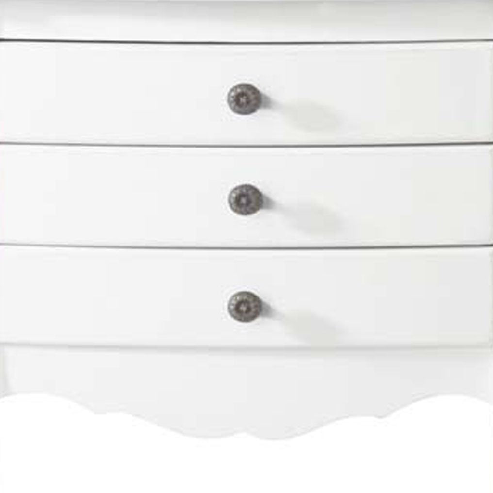 Solid Wood Piura Three Drawer Selves Bedside Storage Table for Bedroom | White Finish