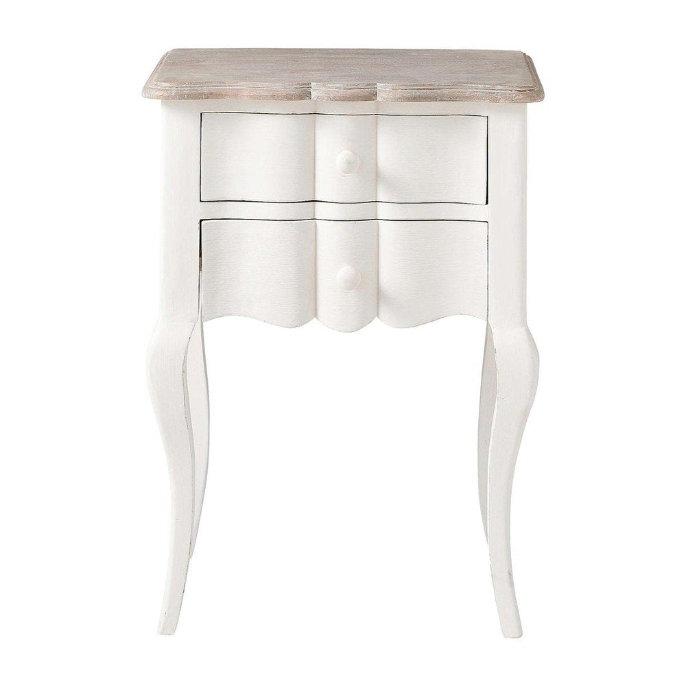 Mango Wood Cavite One Drawer Selves Bedside Storage Table for Bedroom | White Finish