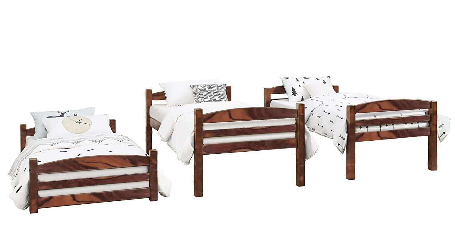 APRODZ Single Size Ipsotu Sheesham Wood Bunk Bed for Bedroom (Rosewood - Brown)