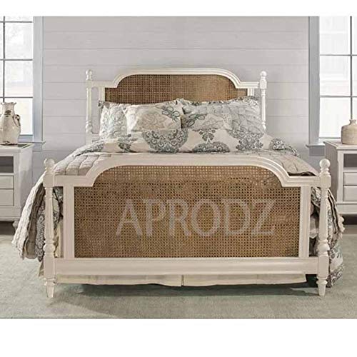 Kozlow Mango Wood Cane Bed (Solid Wood - White)