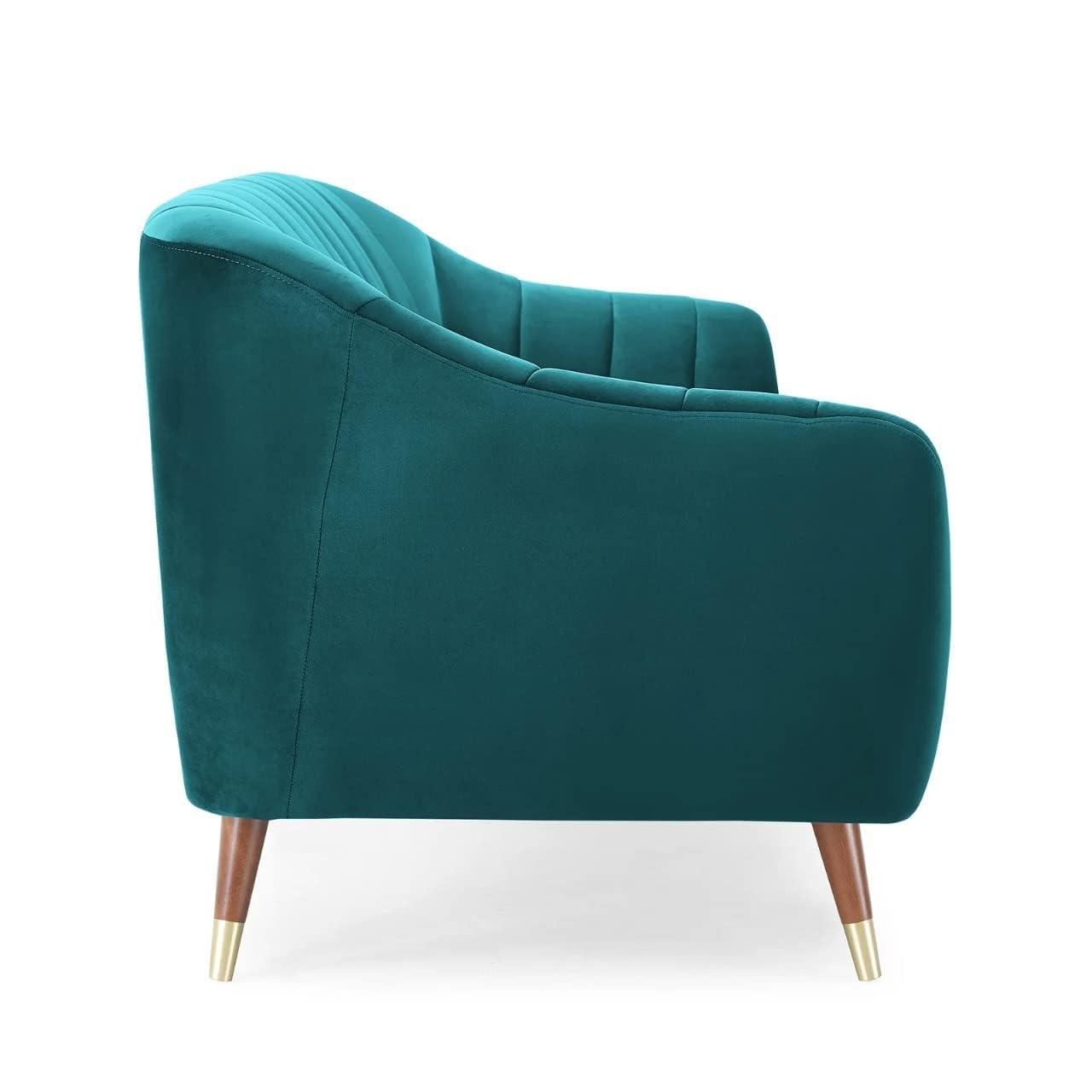 Aprodz Serene Emerald Green Velvet 3-Seater Sofa – Modern Channel Tufted Couch for Living Room | Soft Upholstery | Wooden Frame | Comfortable & Stylish Design