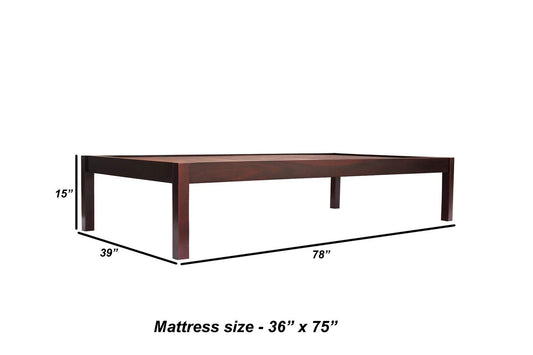 APRODZ Sheesham Wood Without Storage Single Size Bed Divan for Bedroom Mahogany Finish