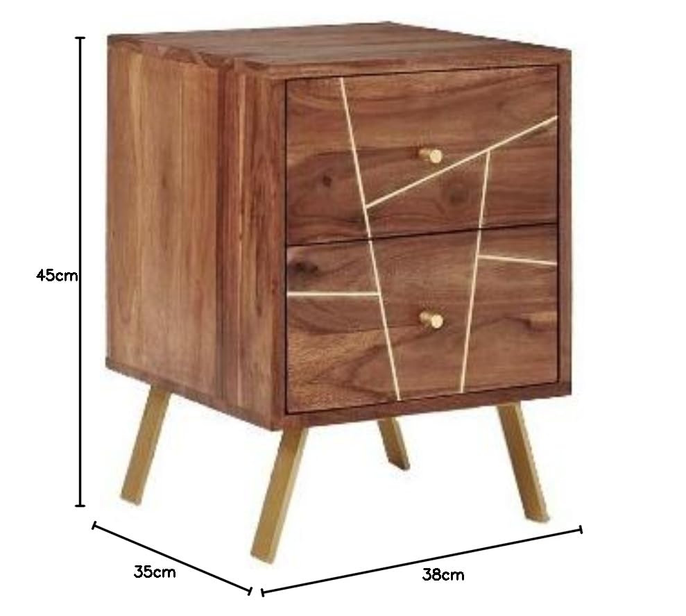 Solid Wood Gandra Bedside Storage Table for Living Room