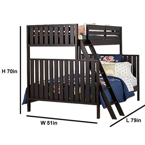 Mango Wood Highst Bunk Bed with Storage for Bedroom | Brown Finish