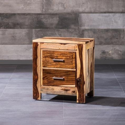 Sheesham Wood Adelphi Bedside Table for Bedroom Living Room with 2 Drawer End Table