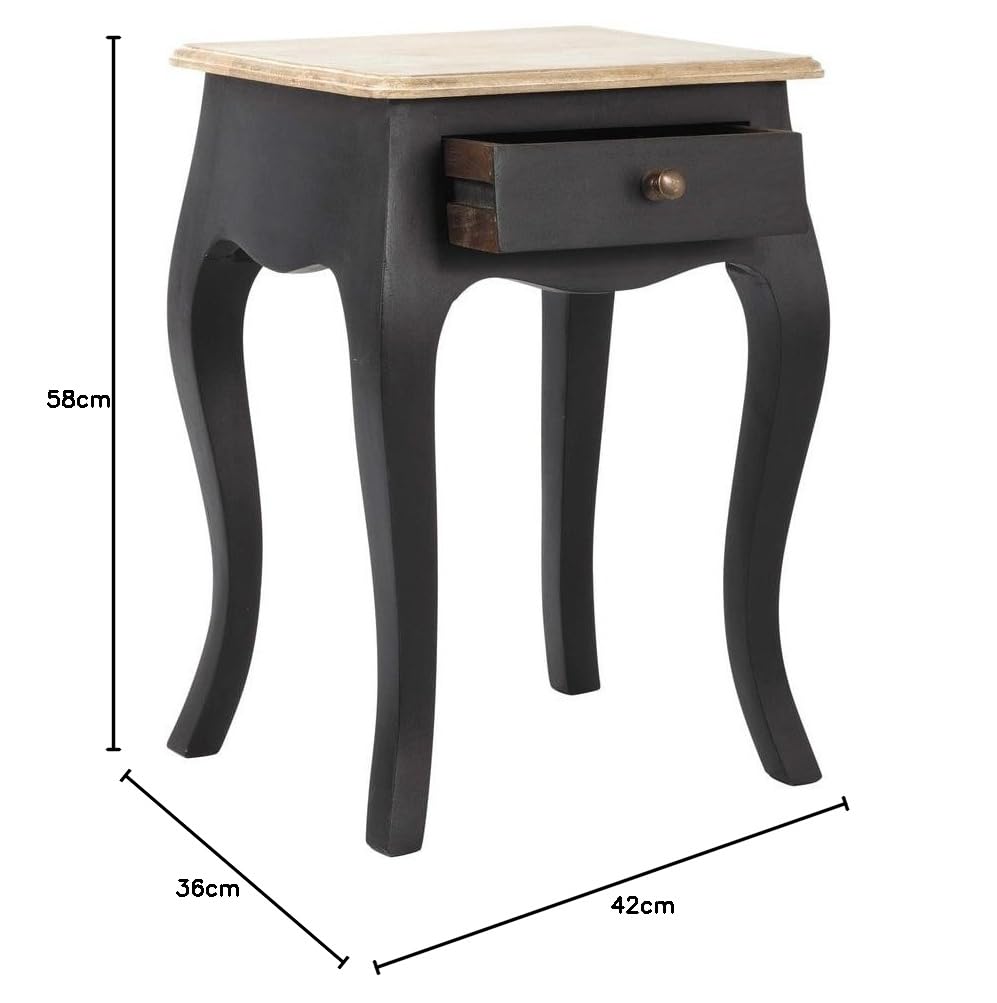Mango Wood Cusco One Drawer Selves Bedside Storage Table for Bedroom | Dark Brown Finish