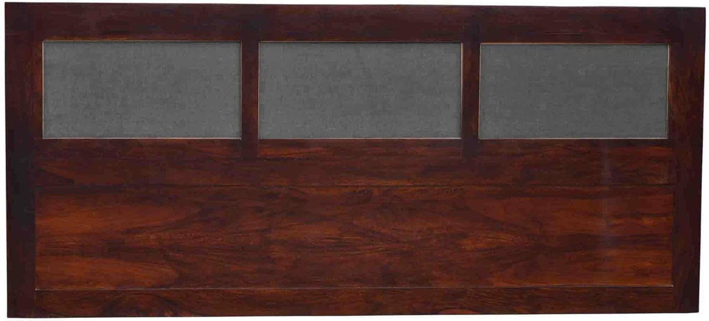 Comforto Upholstered Sheesham Wood Sofa Bed (Rosewood - Light Grey Fabric + Walnut)