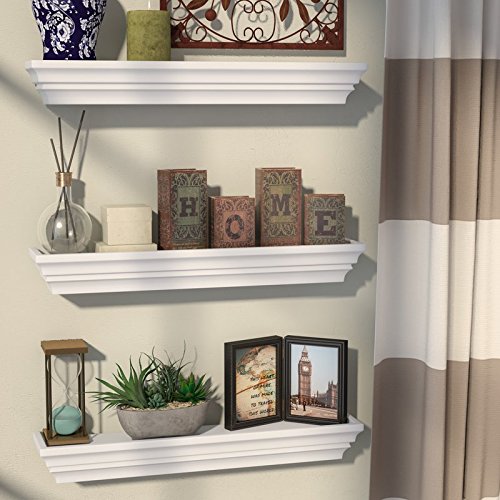 Mango Wood Set of 3 Emerso Floating Wall Shelf for Living Room | Wall Shelves | White Finish