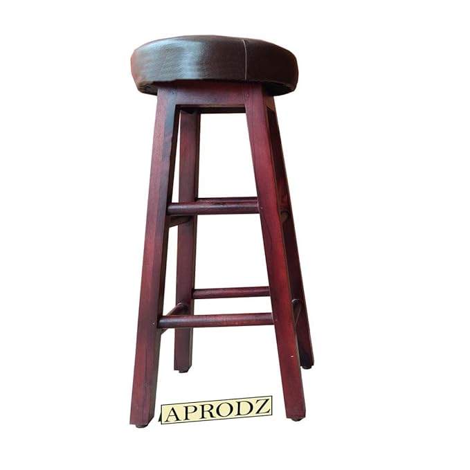 Vero Bar & Kitchen Stool – Elegant Brown Faux Leather Upholstered Seat with Sturdy Wooden Legs for Dining & Counter Seating